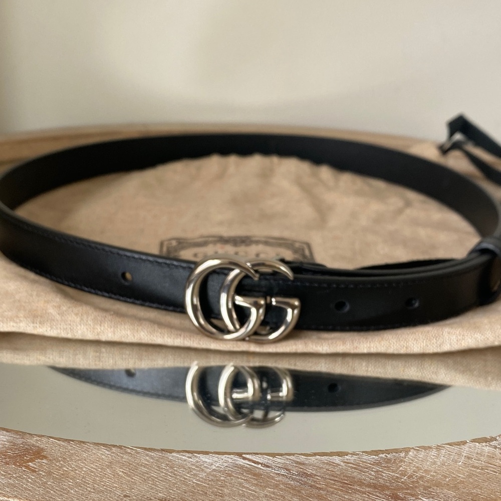 Gucci Black Belt with Silver Buckle